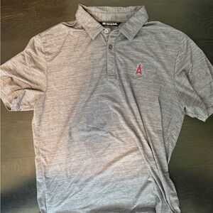 Travis Mathew Gray Polo Shirt Mens Large Los Angeles Angels Collab